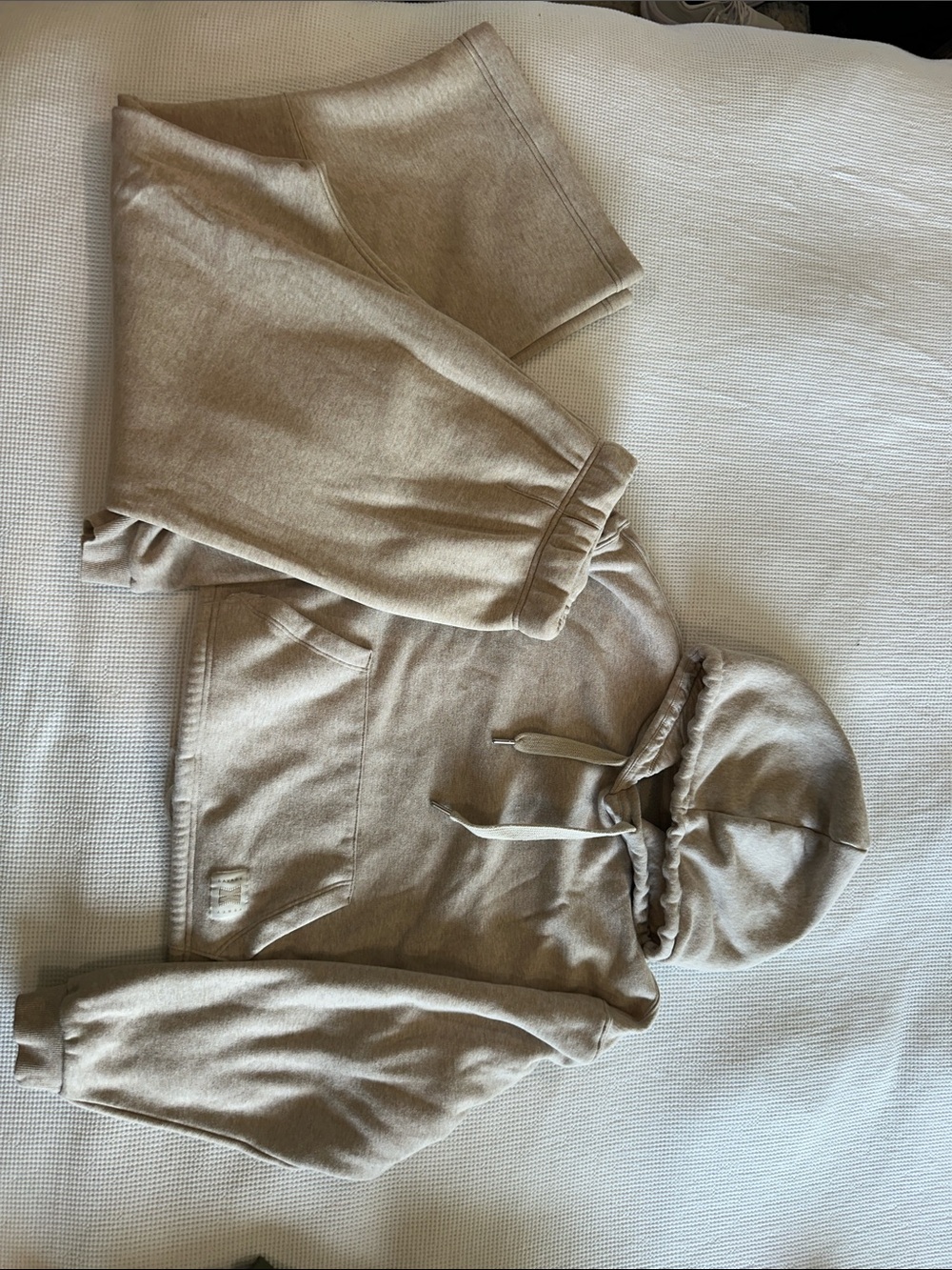 Savage X Fenty Cozy Neutral Hooded Sweatshirt and wide leg Joggers Set - Beige